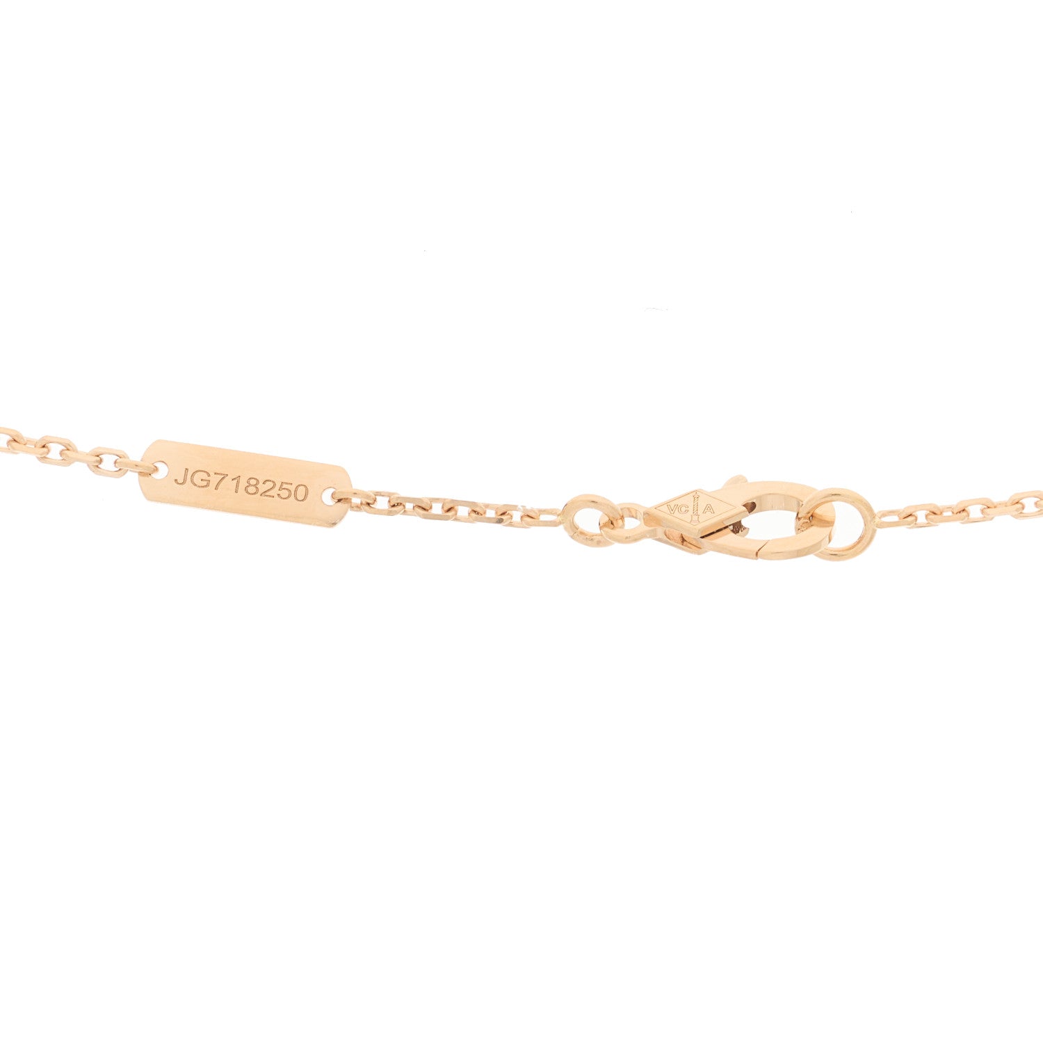 Van Cleef & Arpels 18K Rose Gold Diamond Pink Mother of Pearl Vintage Alhambra Pendant Necklace 4 of 6