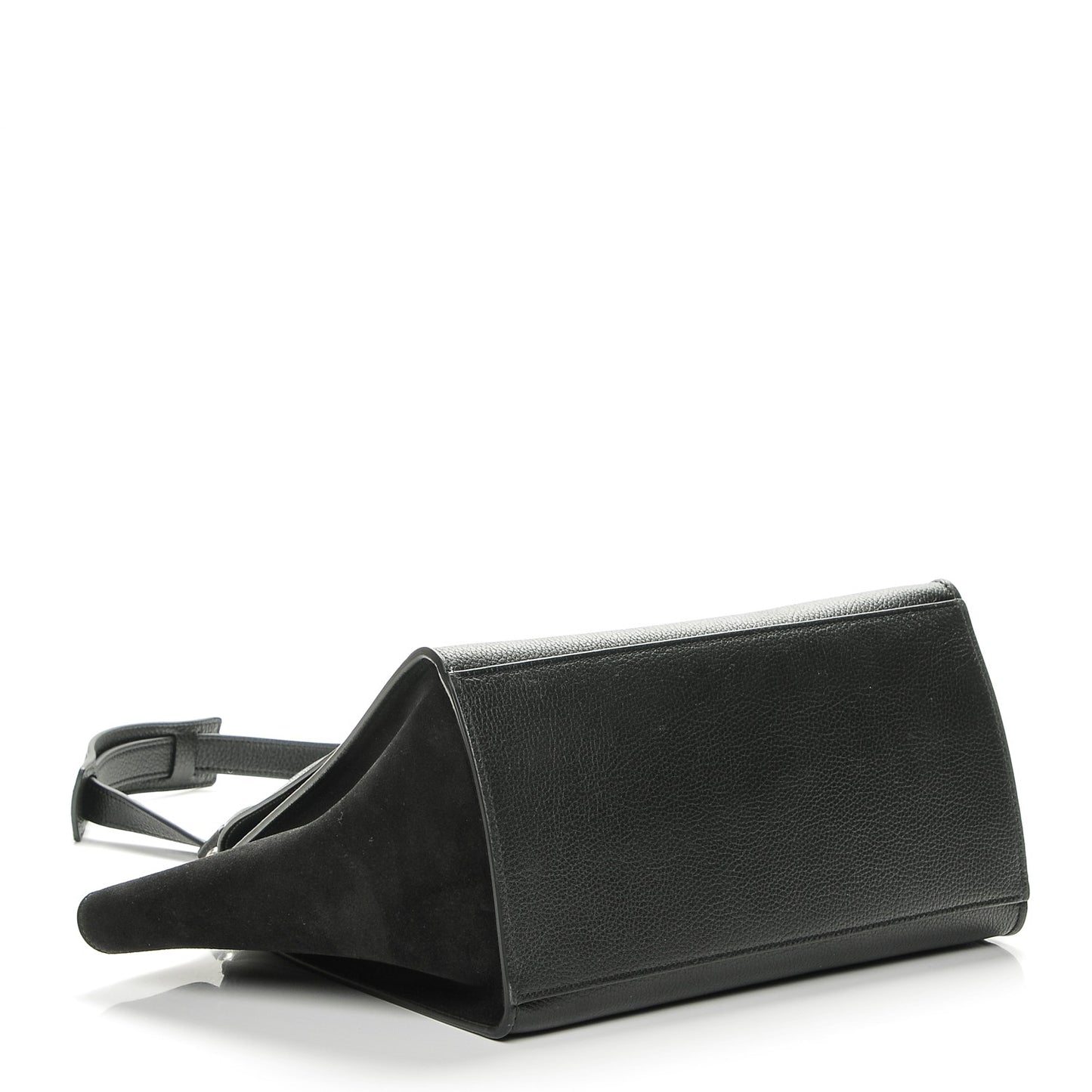 Drummed Calfskin Suede Small Trapeze Black