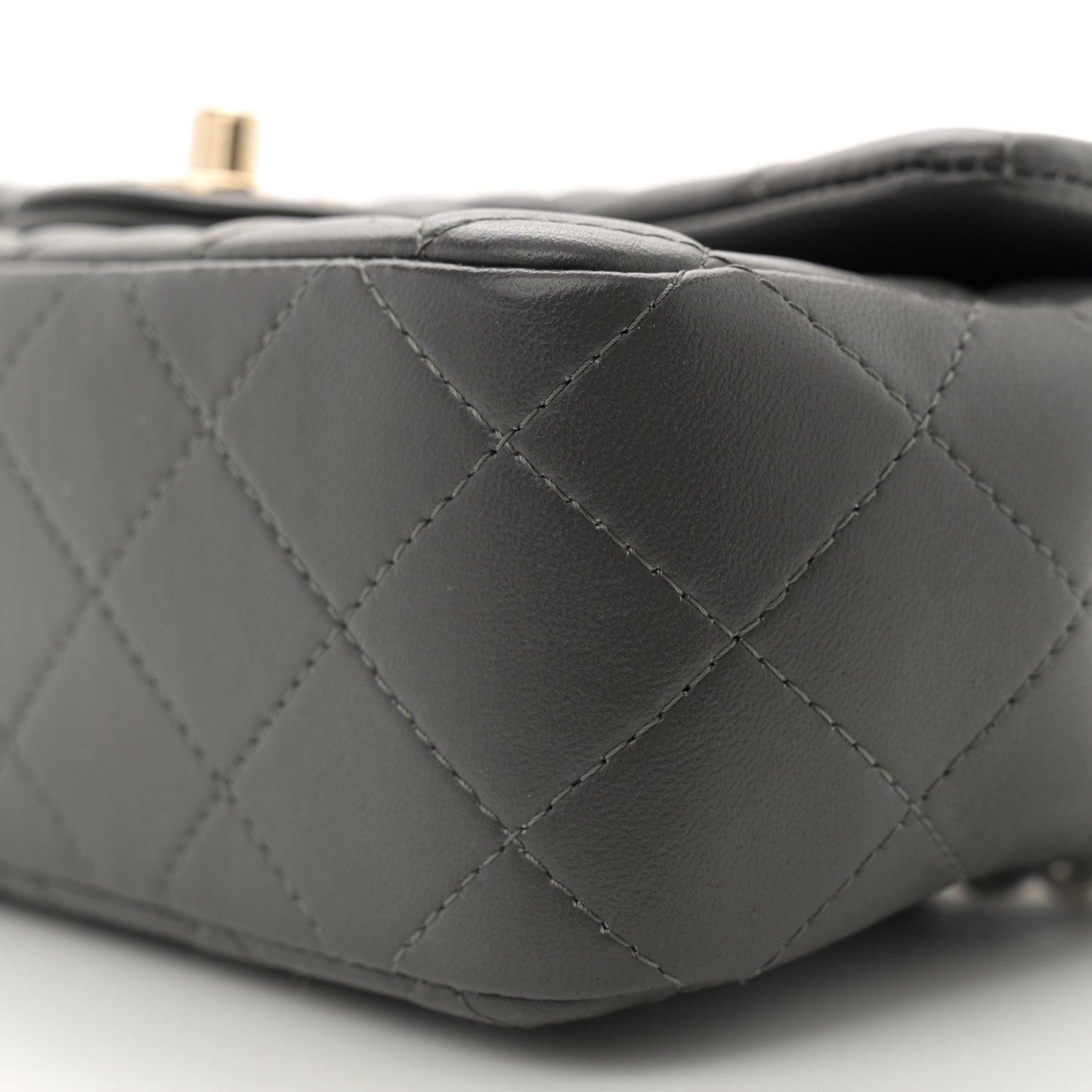 Lambskin Quilted Mini Rectangular Flap Dark Grey