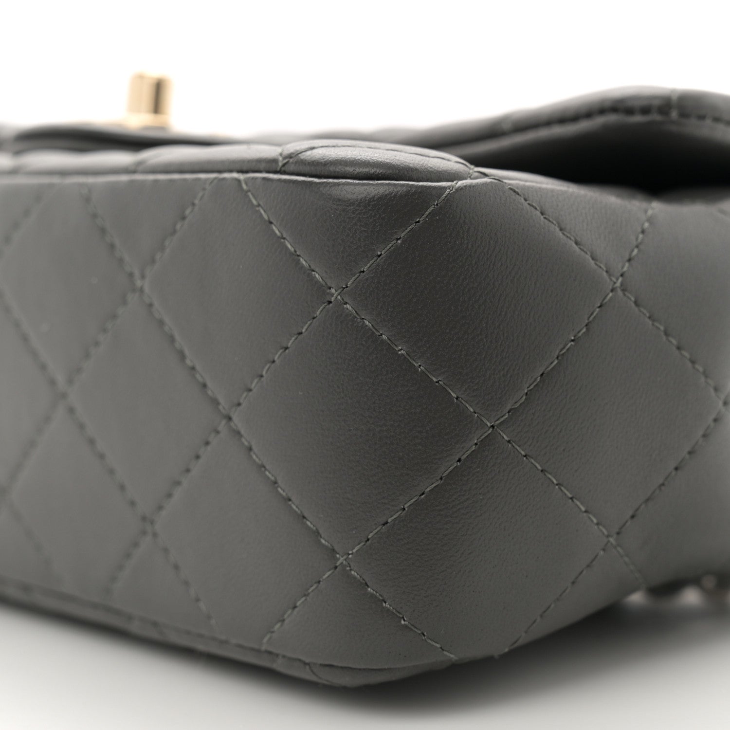 Chanel Lambskin Quilted Mini Rectangular Flap Dark Grey 10 of 11