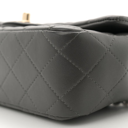 Chanel Lambskin Quilted Mini Rectangular Flap Dark Grey 10 of 11