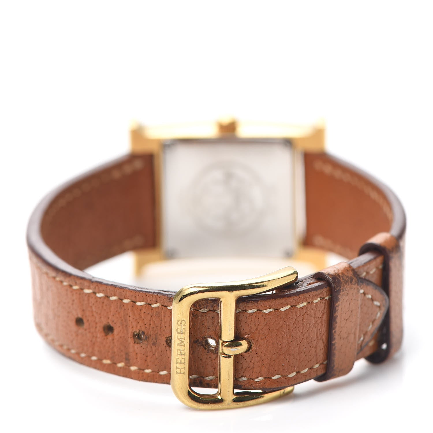 Hermes Stainless Steel Chevre Mysore 21mm Heure H Hour Quartz Watch Gold 3 of 7