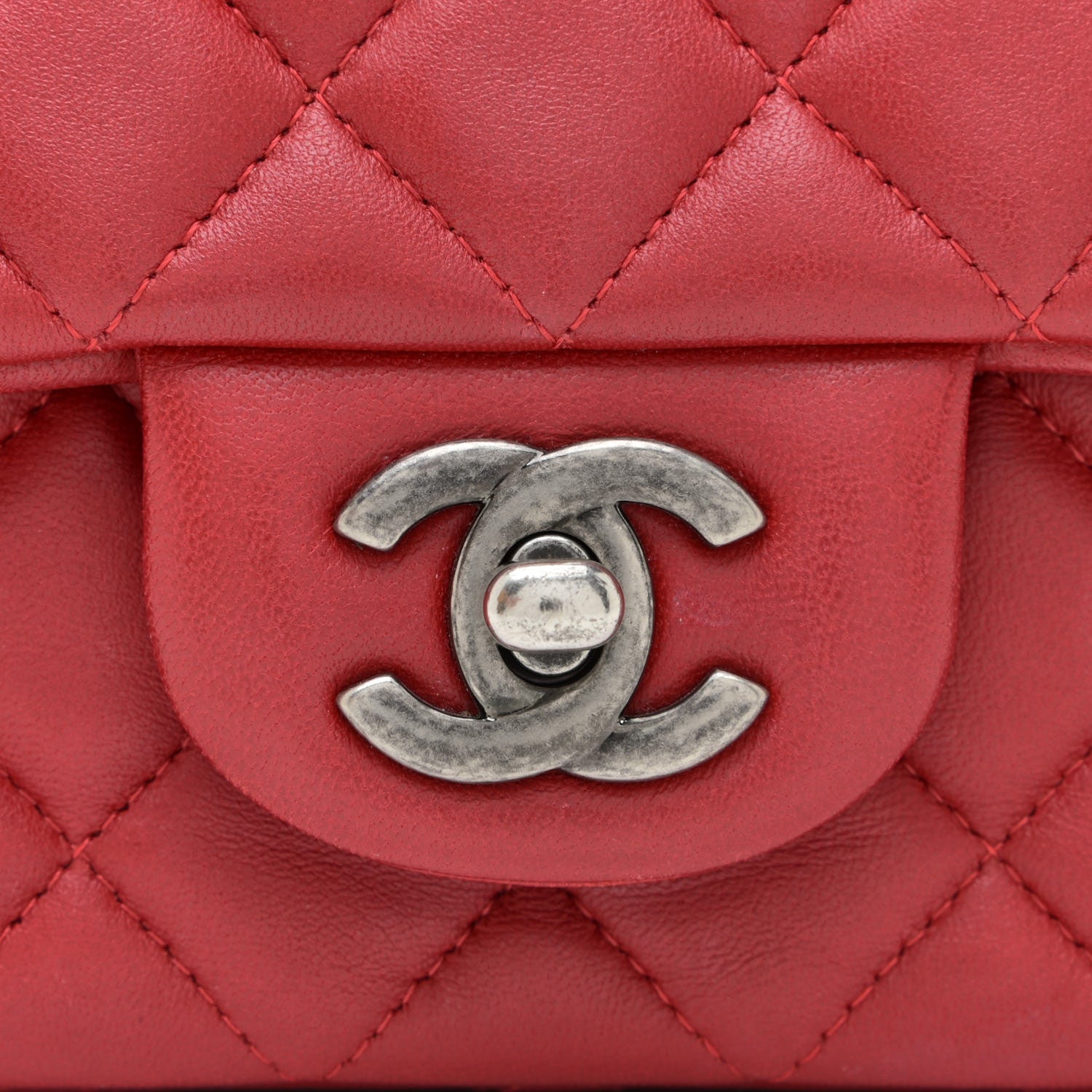 Chanel Lambskin Quilted Mini Rectangular Flap Red 12 of 12