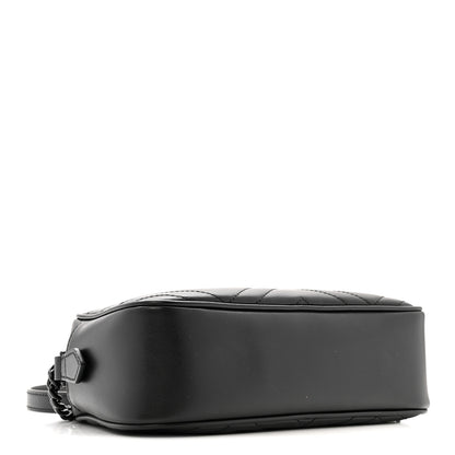 Gucci Calfskin Matelasse Monochrome Small GG Marmont Chain Shoulder Bag Black 4 of 11