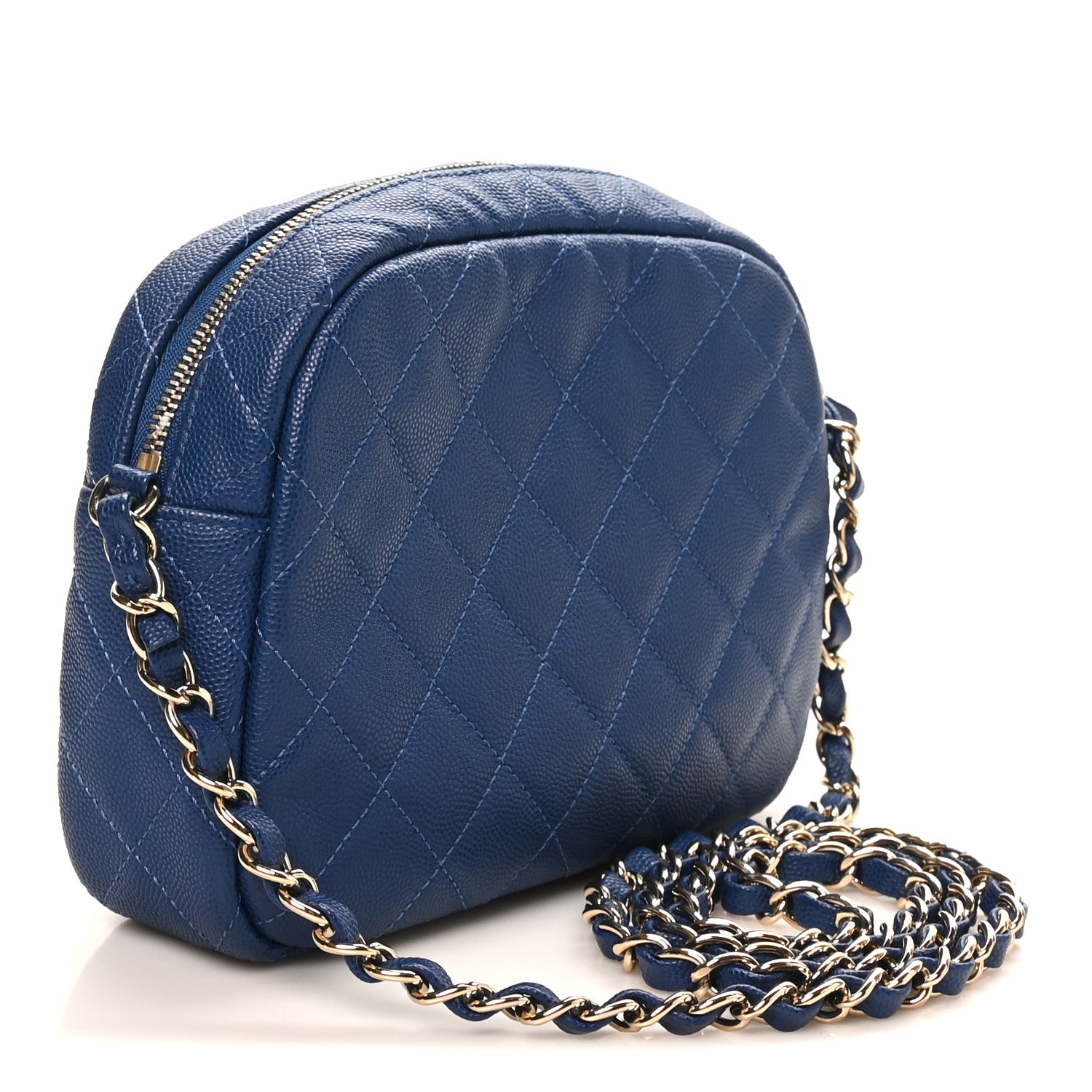 Chanel Caviar Quilted CC Day Camera Case Blue 3 of 10
