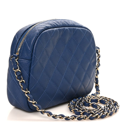Chanel Caviar Quilted CC Day Camera Case Blue 3 of 10