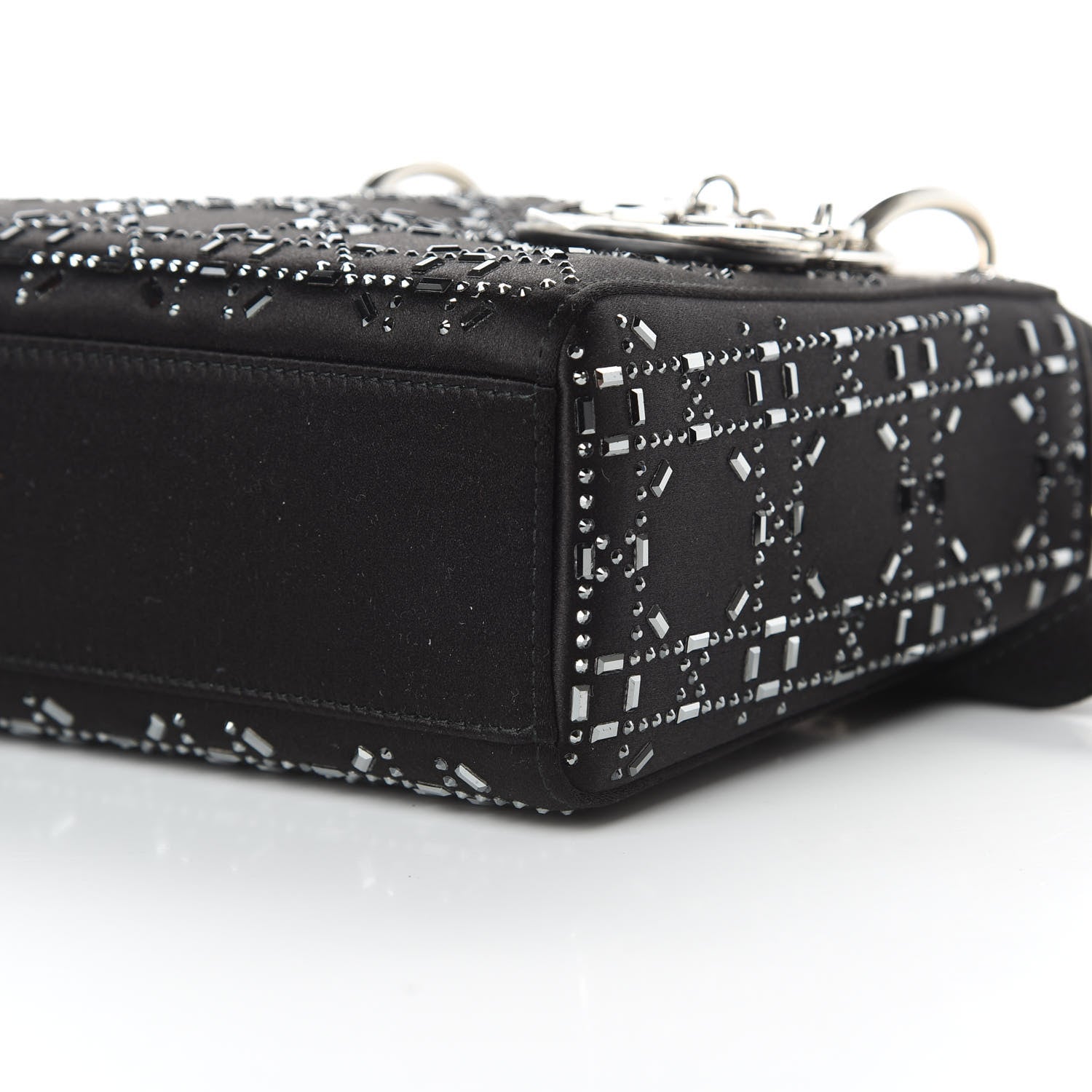 Christian Dior Satin Crystal Cannage Mini Lady Dior Black 10 of 11