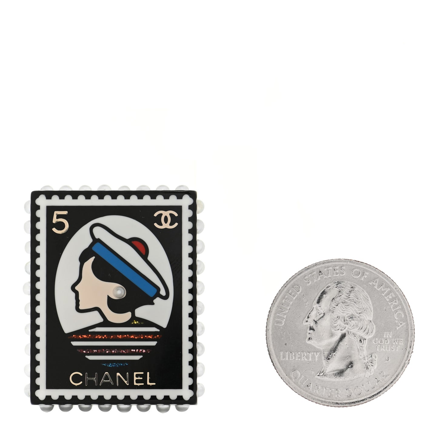 Resin Glitter CC Sailor Brooch Black Multicolor