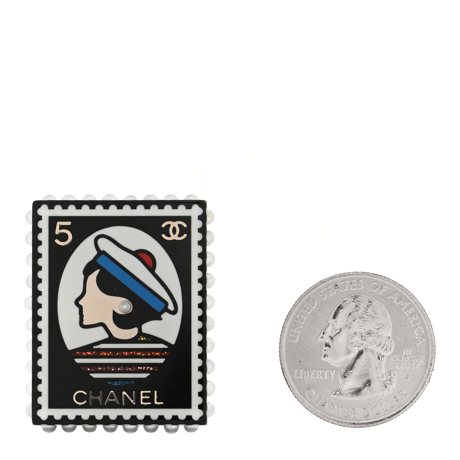Chanel Resin Glitter CC Sailor Brooch Black Multicolor 2 of 6
