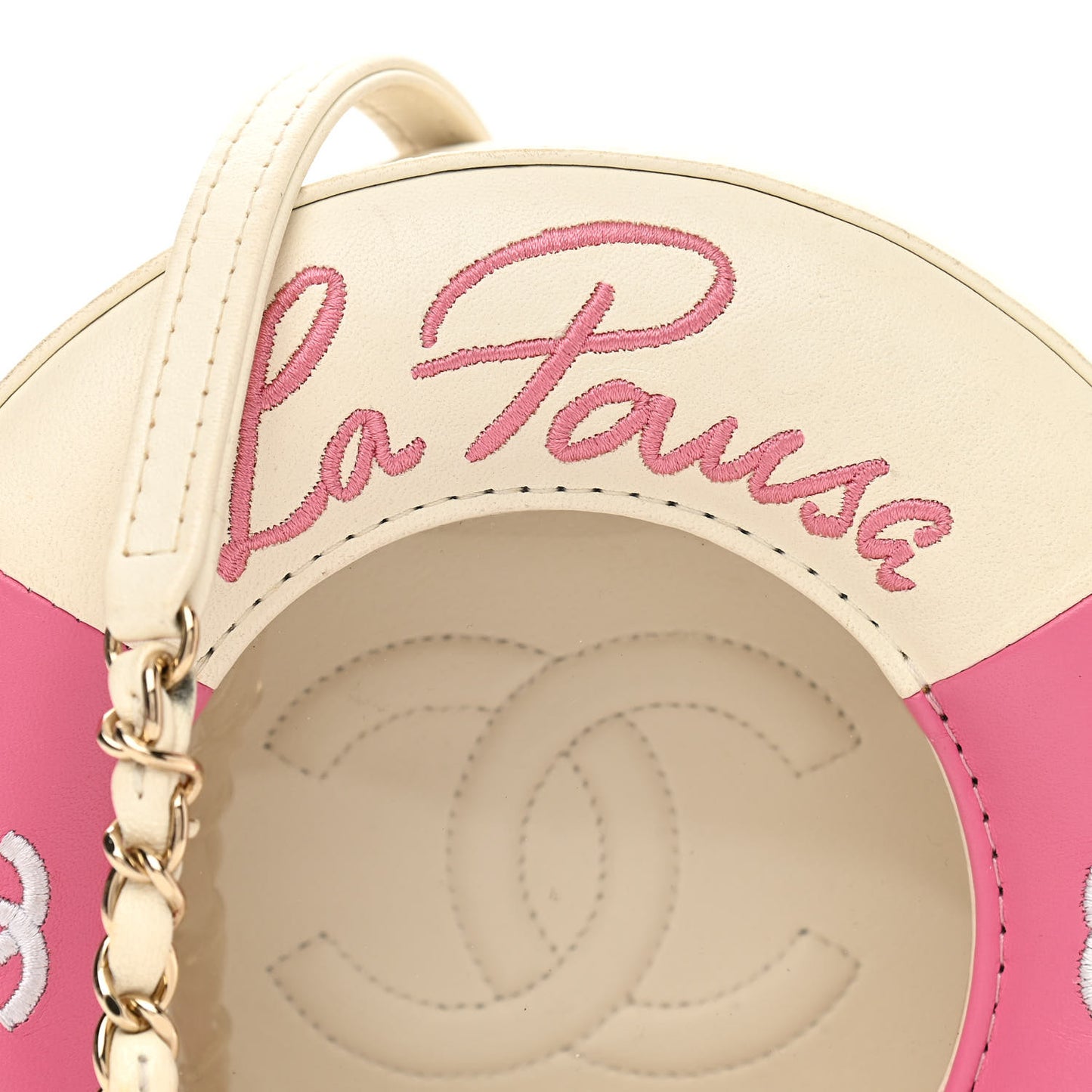 Lambskin Coco Lifesaver Round Bag Pink White