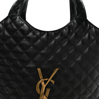 Saint Laurent Lambskin Quilted Maxi Icare Shopping Tote Black 8 of 10