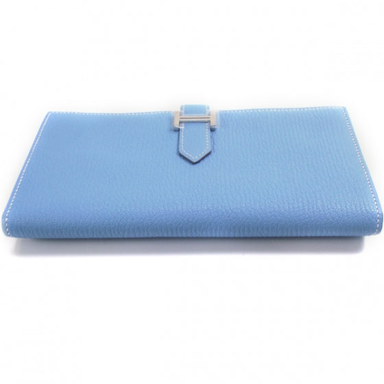 Hermes Chevre Bearn Wallet w Gusset Celeste 4 of 8