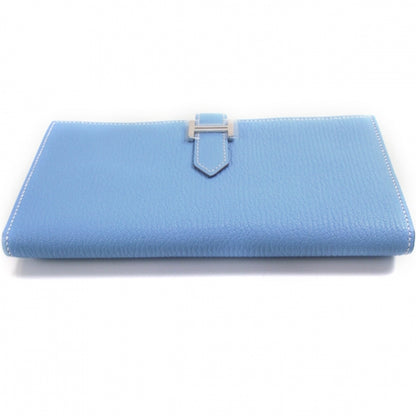 Hermes Chevre Bearn Wallet w Gusset Celeste 4 of 8