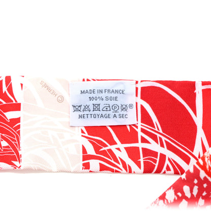 Hermes Silk Jungle Love Rainbow Twilly Rouge Bordeaux White 4 of 4