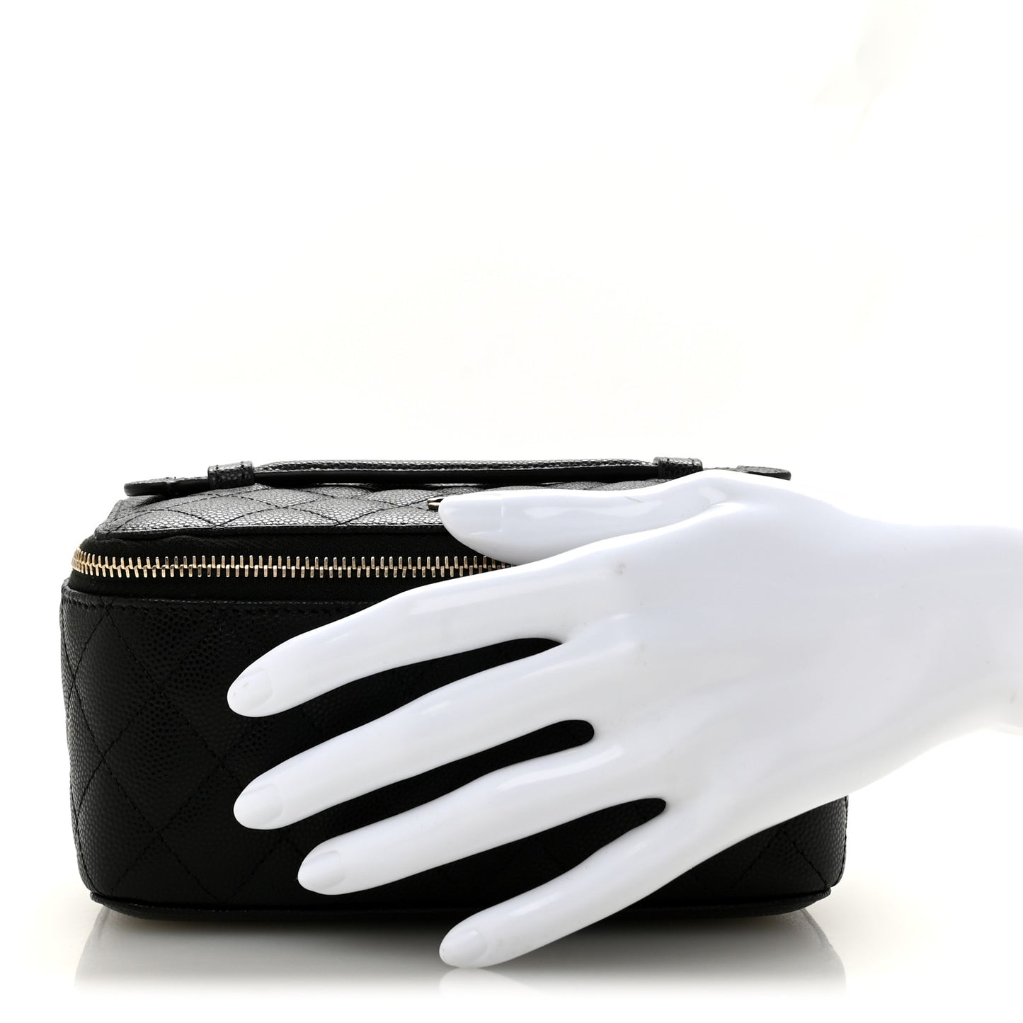 Caviar Quilted Top Handle Jewelry Case Black