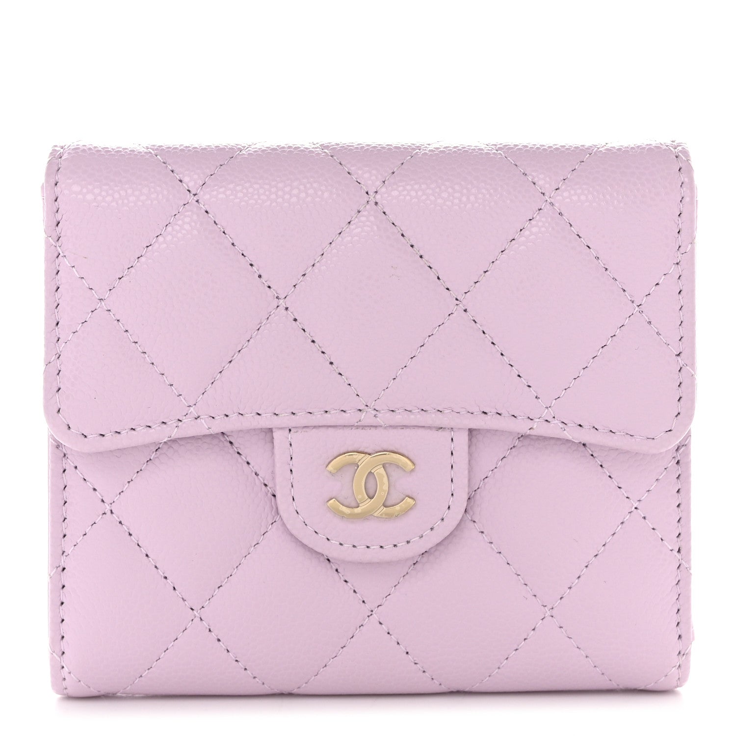 Chanel Caviar Quilted Compact Flap Wallet Light Purple 1 of 10