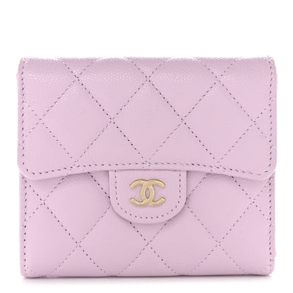 Chanel Caviar Quilted Compact Flap Wallet Light Purple 1 of 10