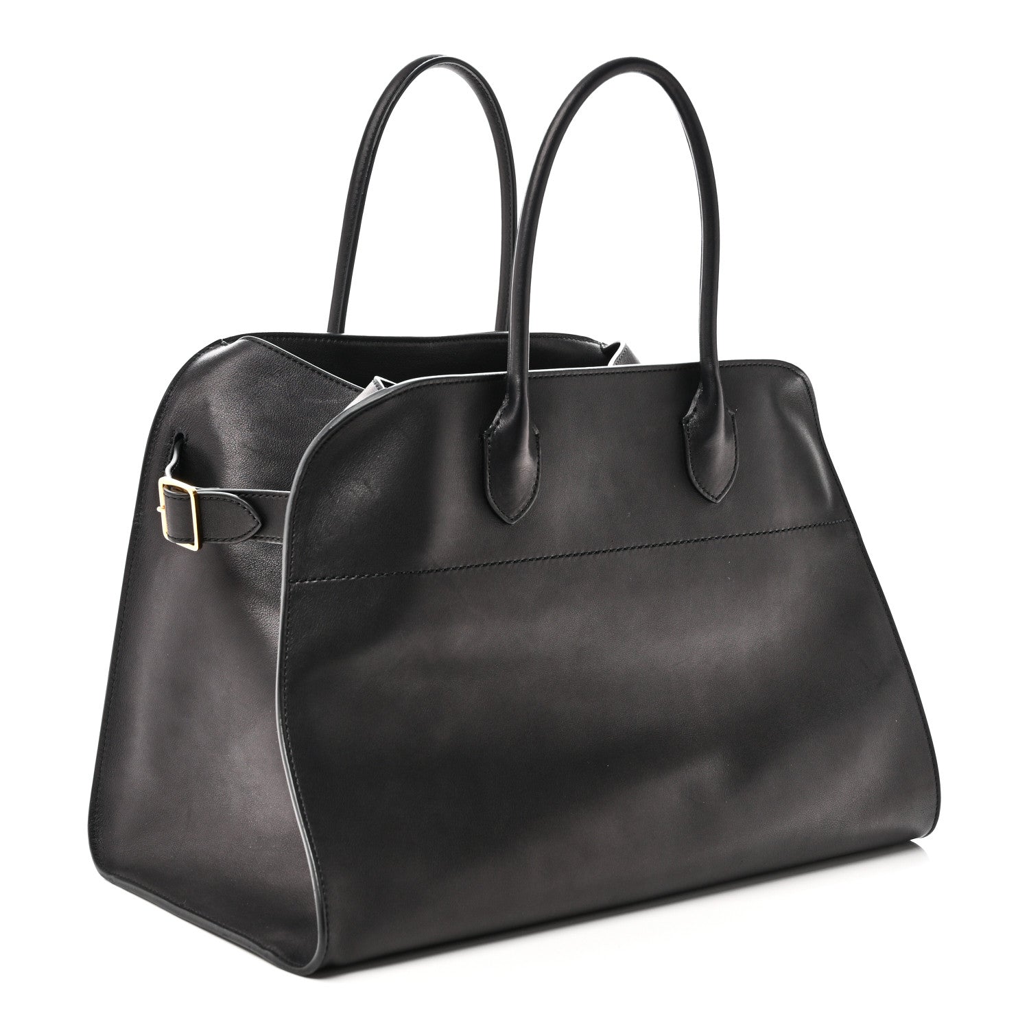 The Row Polished Saddle Calfskin Soft Margaux 15 Black 3 of 9
