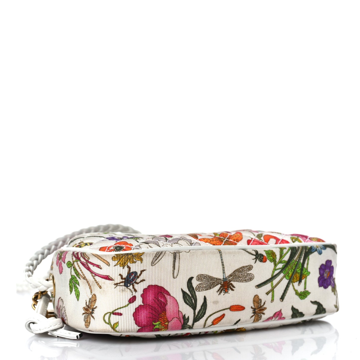 Canvas Flora Floral Trapuntata Mini Zumi Dome Shoulder Bag White