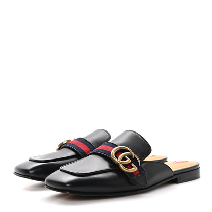 Gucci Calfskin Web Womens Peyton GG Slippers 36 Black 3 of 9