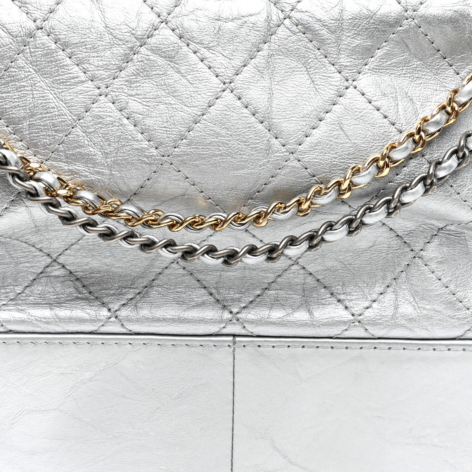 Chanel Metallic Aged Calfskin Quilted Medium Gabrielle Silver 8 of 10