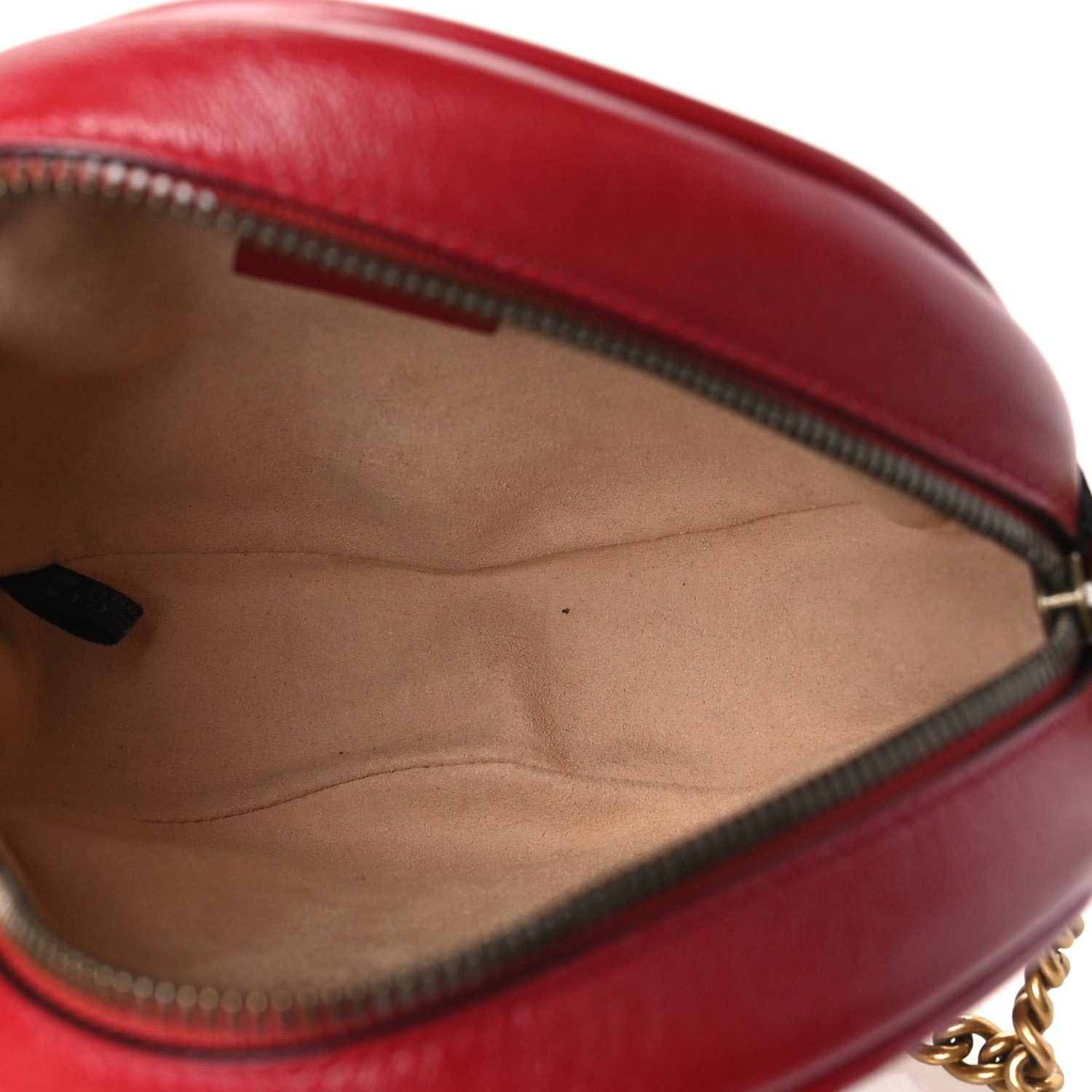Gucci Glazed Calfskin Matelasse Heart Mini GG Marmont Round Shoulder Bag Romantic Cerise 5 of 10