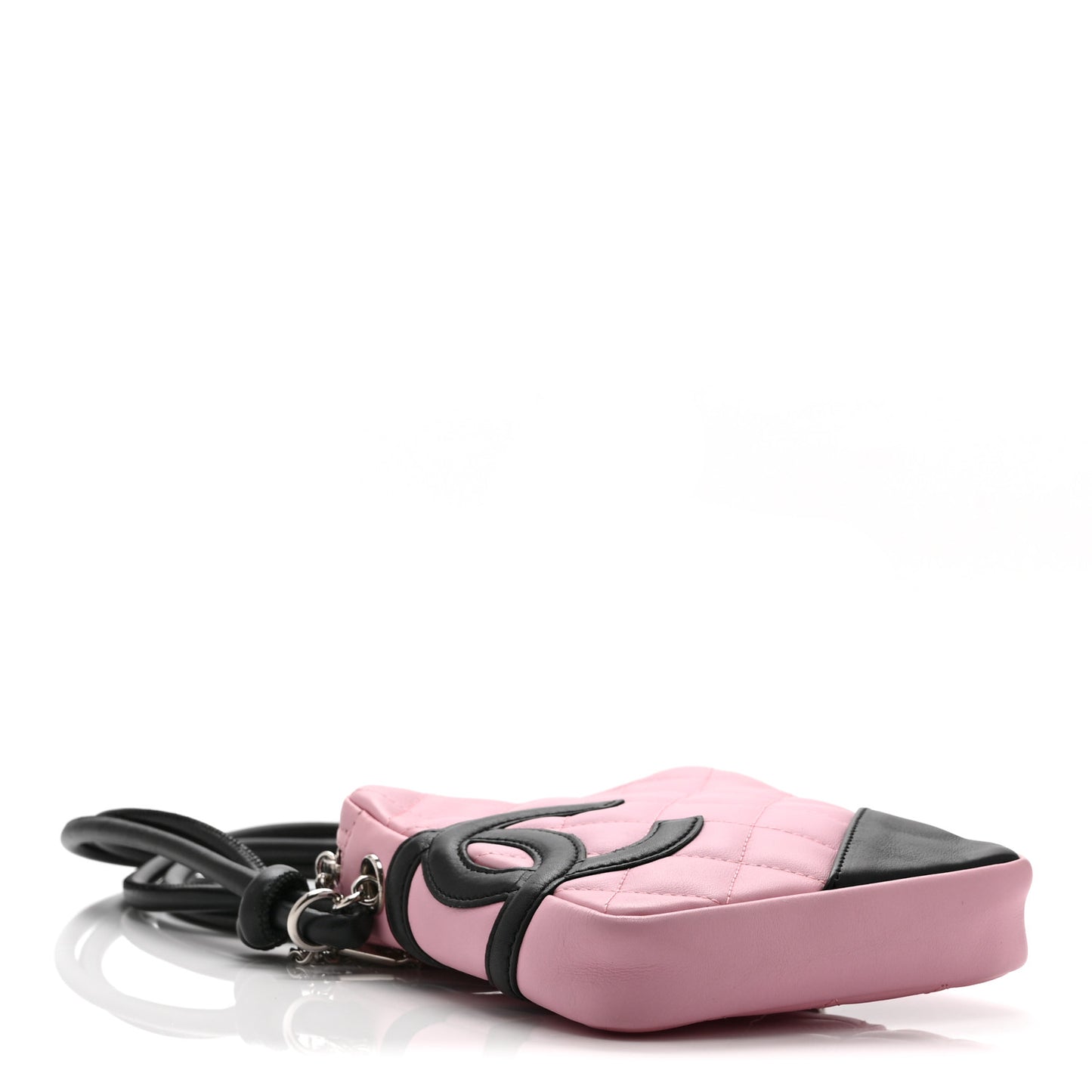 Calfskin Quilted Small Cambon Messenger Pink Black