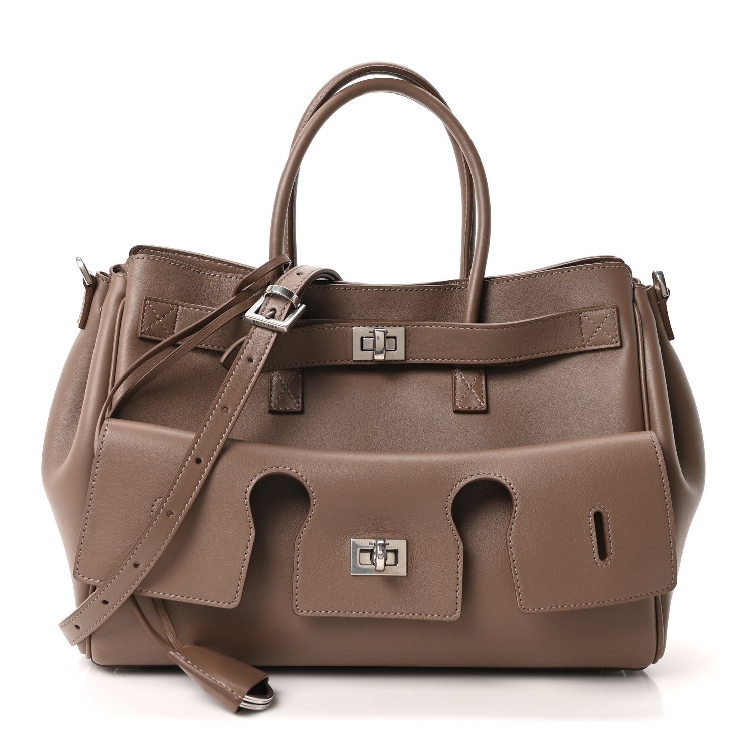 Balenciaga Smooth Calfskin Small Bel Air Carry All Bag Taupe Taupe 1 of 10