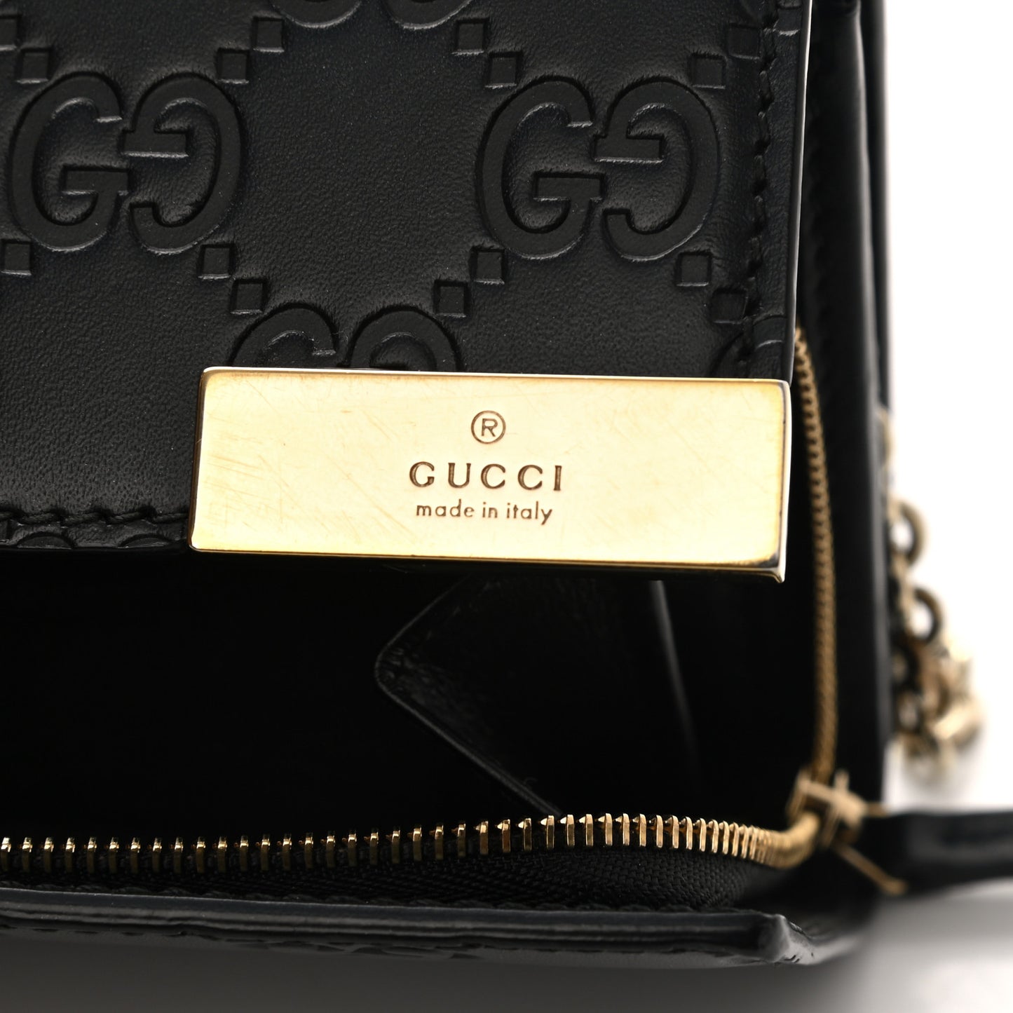Guccissima Signature Dice Chain Wallet Black