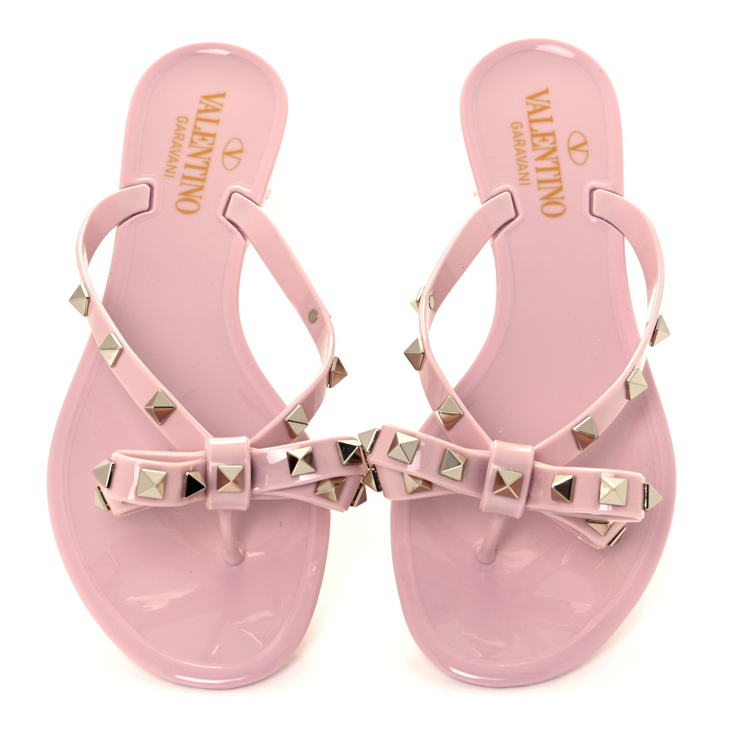 Valentino Garavani PVC Jelly Rockstud Bow Thong Sandals 36 Water Rose 5 of 10
