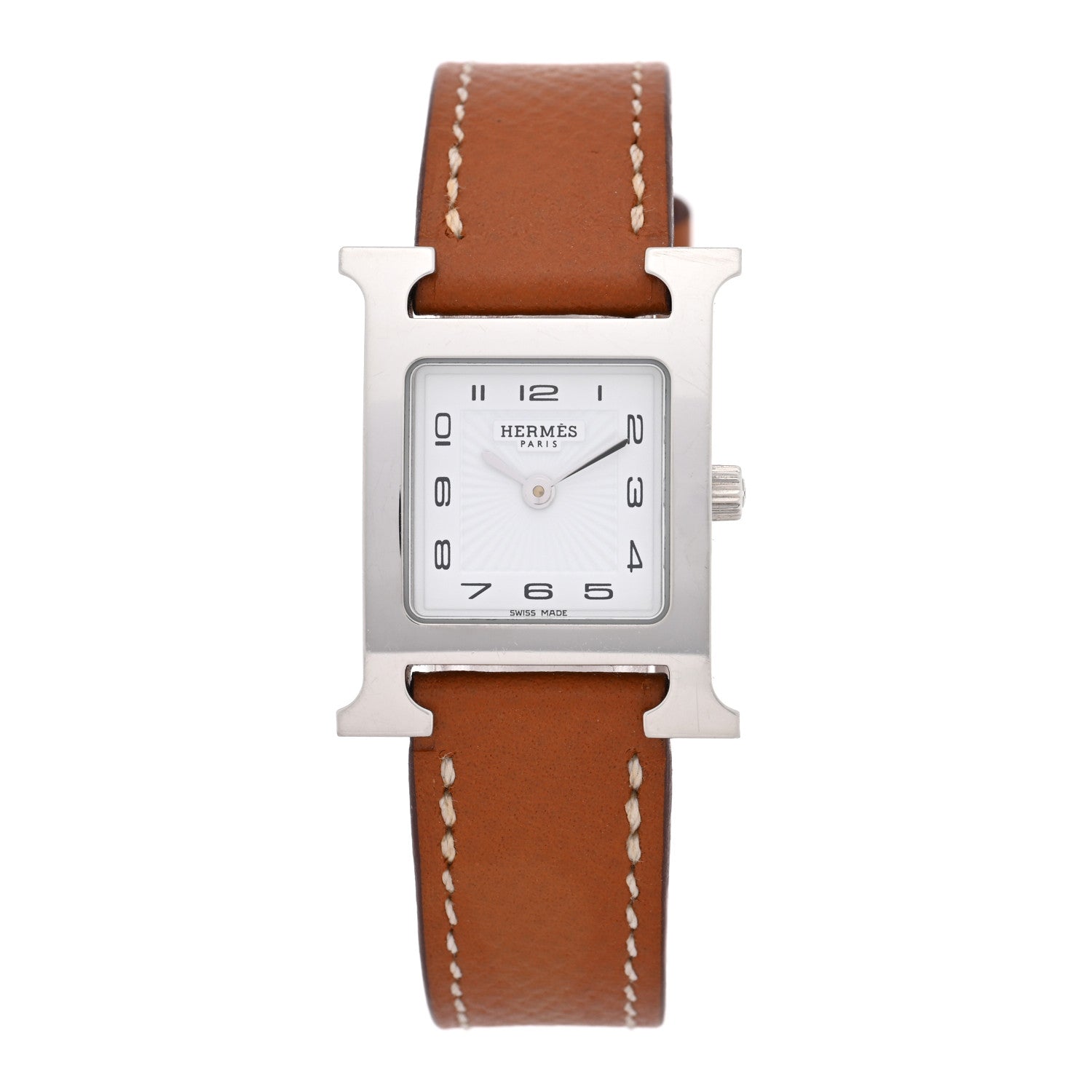 Hermes Stainless Steel Epsom 21mm Heure H Hour Quartz Watch Gold 1 of 5