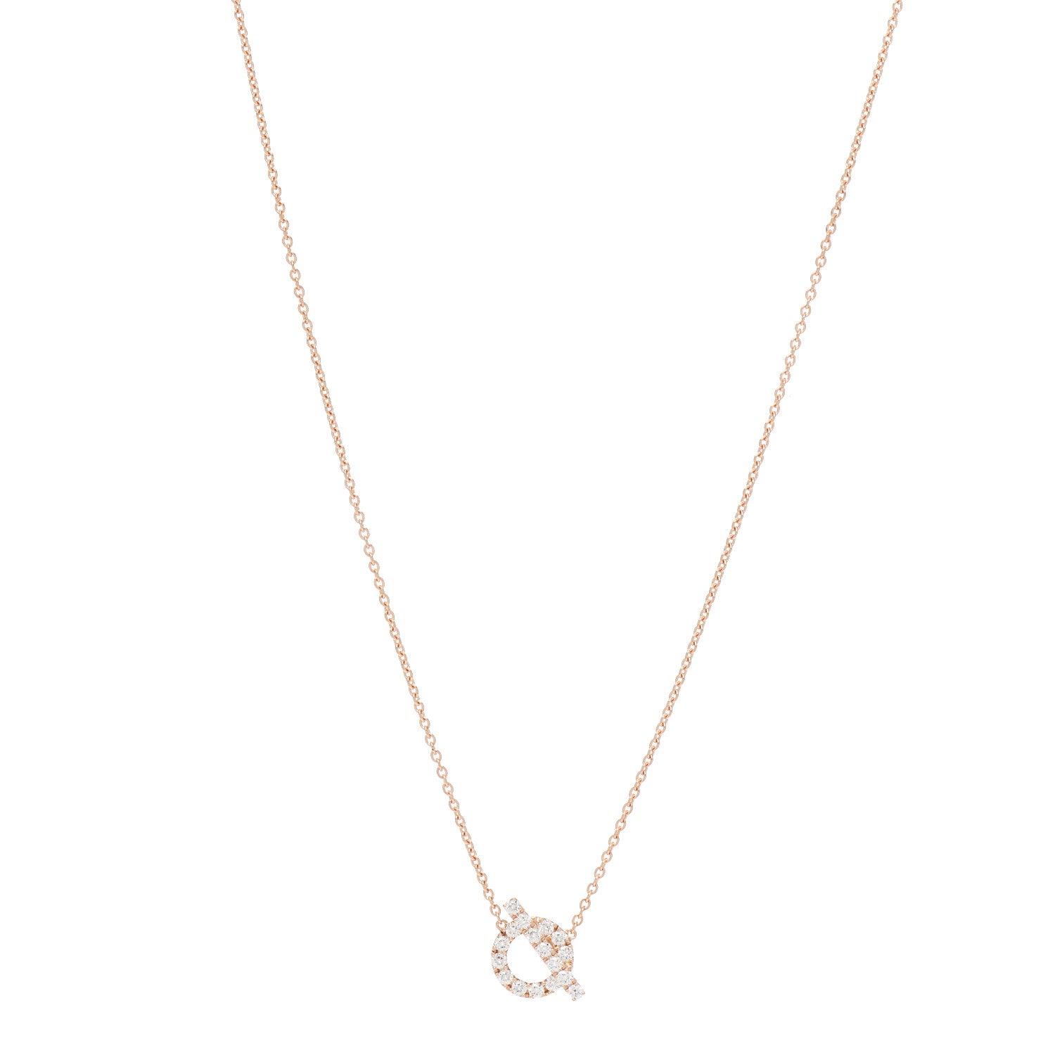 Hermes 18K Rose Gold Diamond Finesse Pendant Necklace 1 of 5