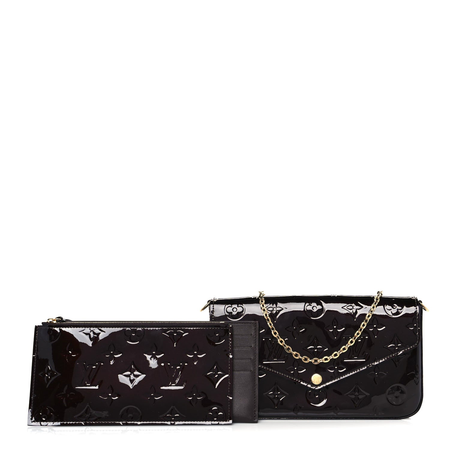 Louis Vuitton Vernis Pochette Felicie Chain Wallet Amarante 1 of 10