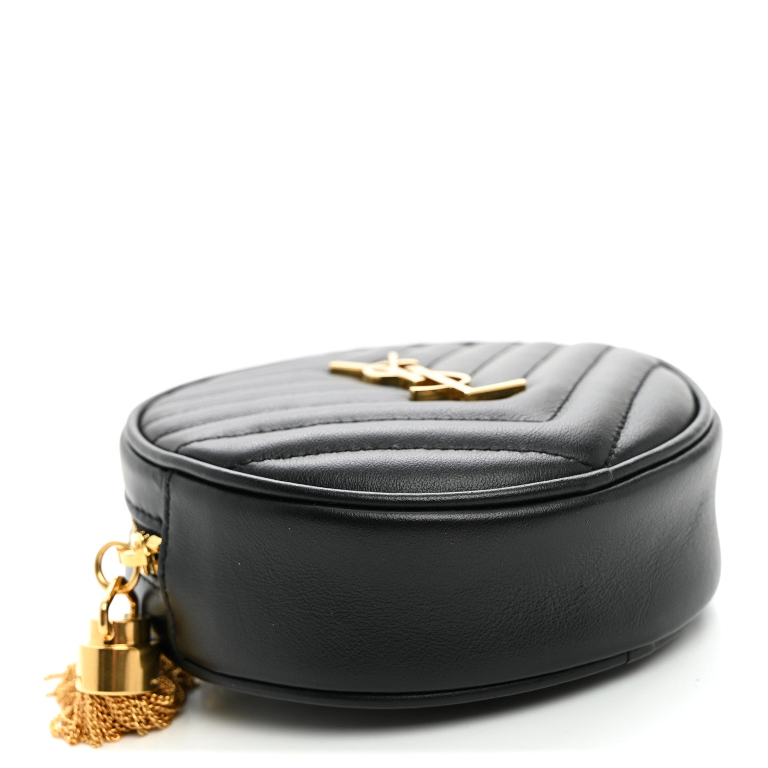 Saint Laurent Calfskin Matelasse Chevron Quilted Baby Round Vinyle Belt Bag Black 3 of 9