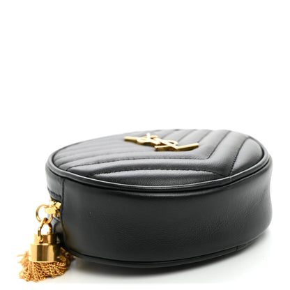 Saint Laurent Calfskin Matelasse Chevron Quilted Baby Round Vinyle Belt Bag Black 3 of 9