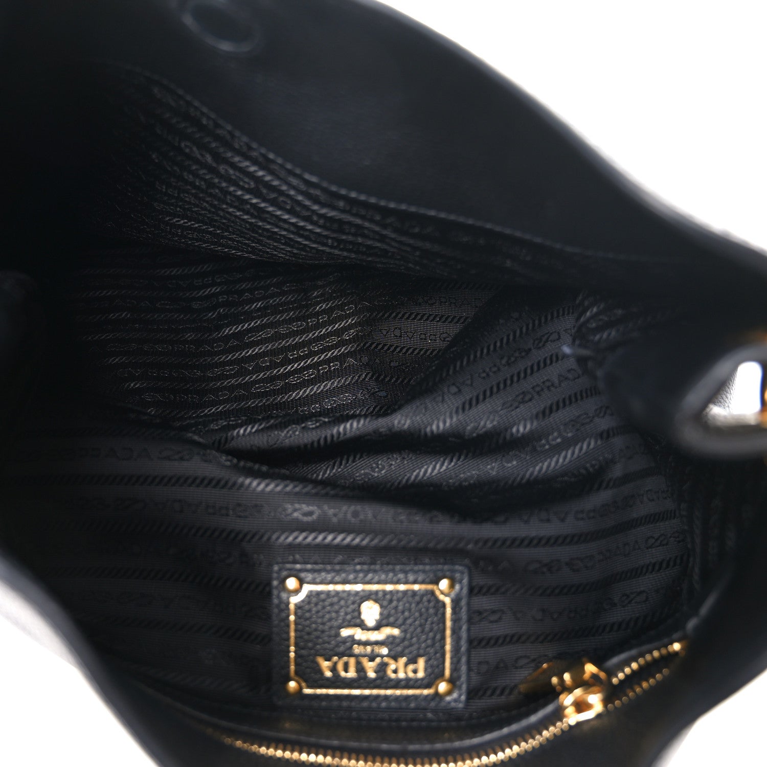 Prada Vitello Phenix Embossed Logo Hobo Black 5 of 9