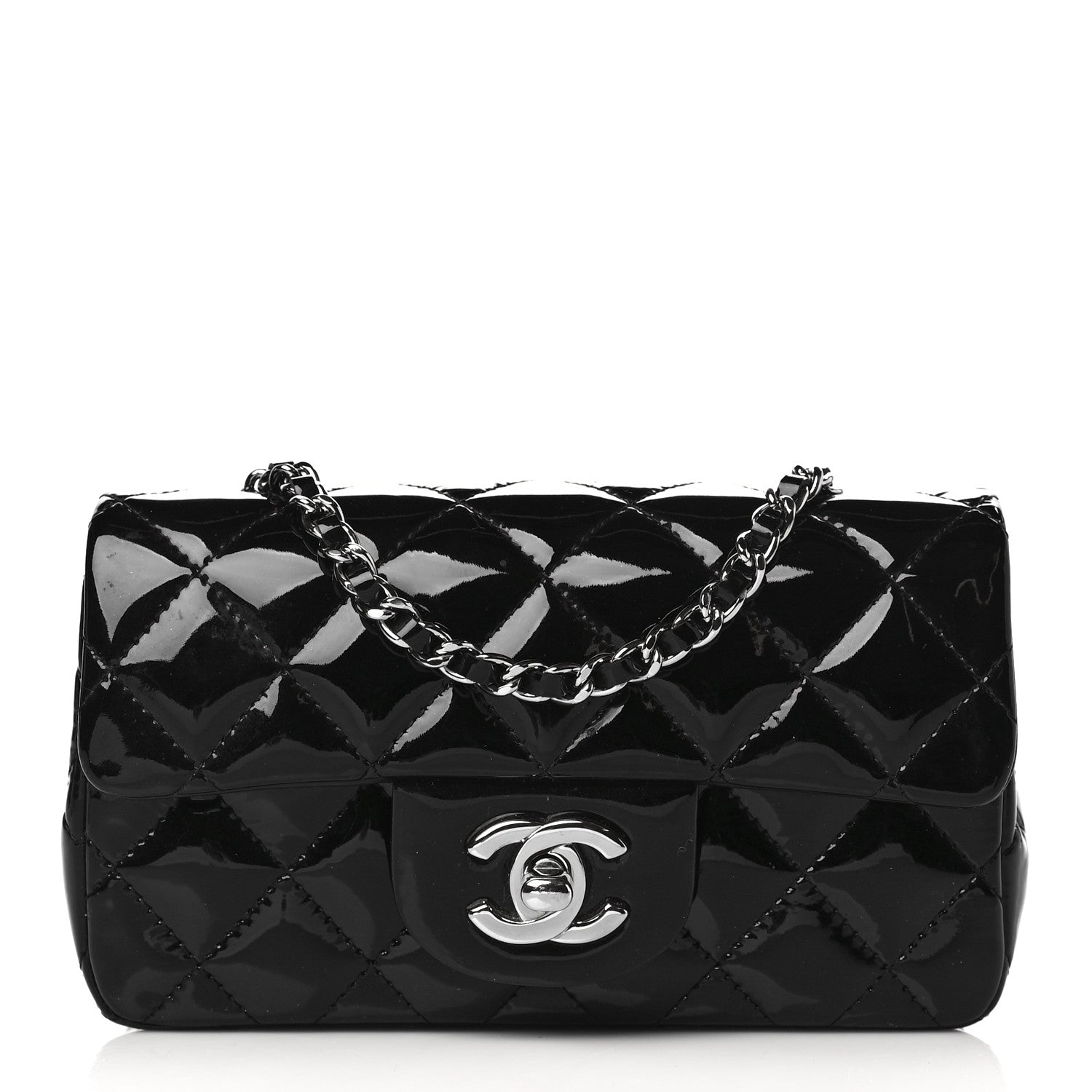 Chanel Patent Calfskin Quilted Extra Mini Rectangular Flap Black 1 of 11