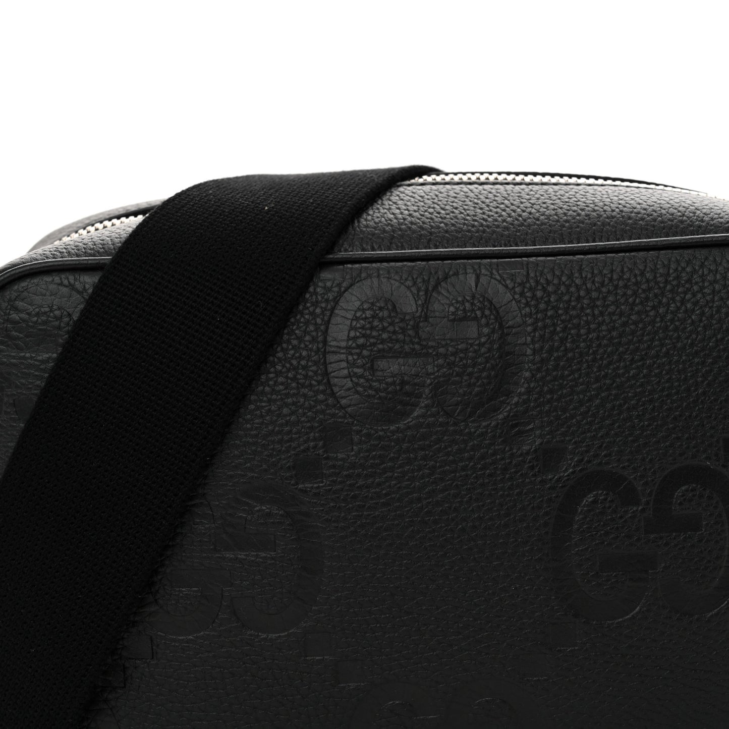 Piuma Calfskin Jumbo GG Embossed Medium Messenger Bag Black