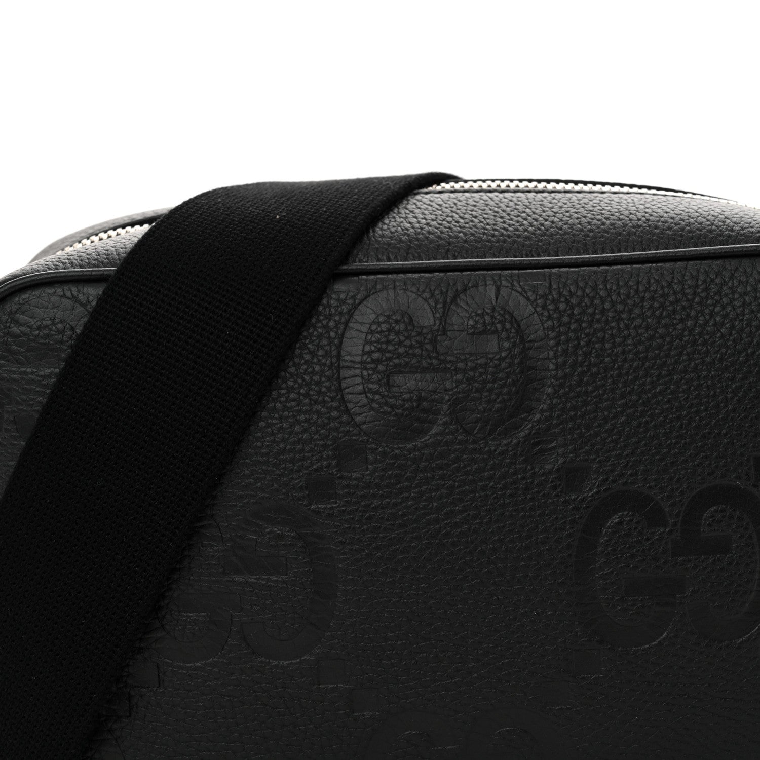 Gucci Piuma Calfskin Jumbo GG Embossed Medium Messenger Bag Black 8 of 10