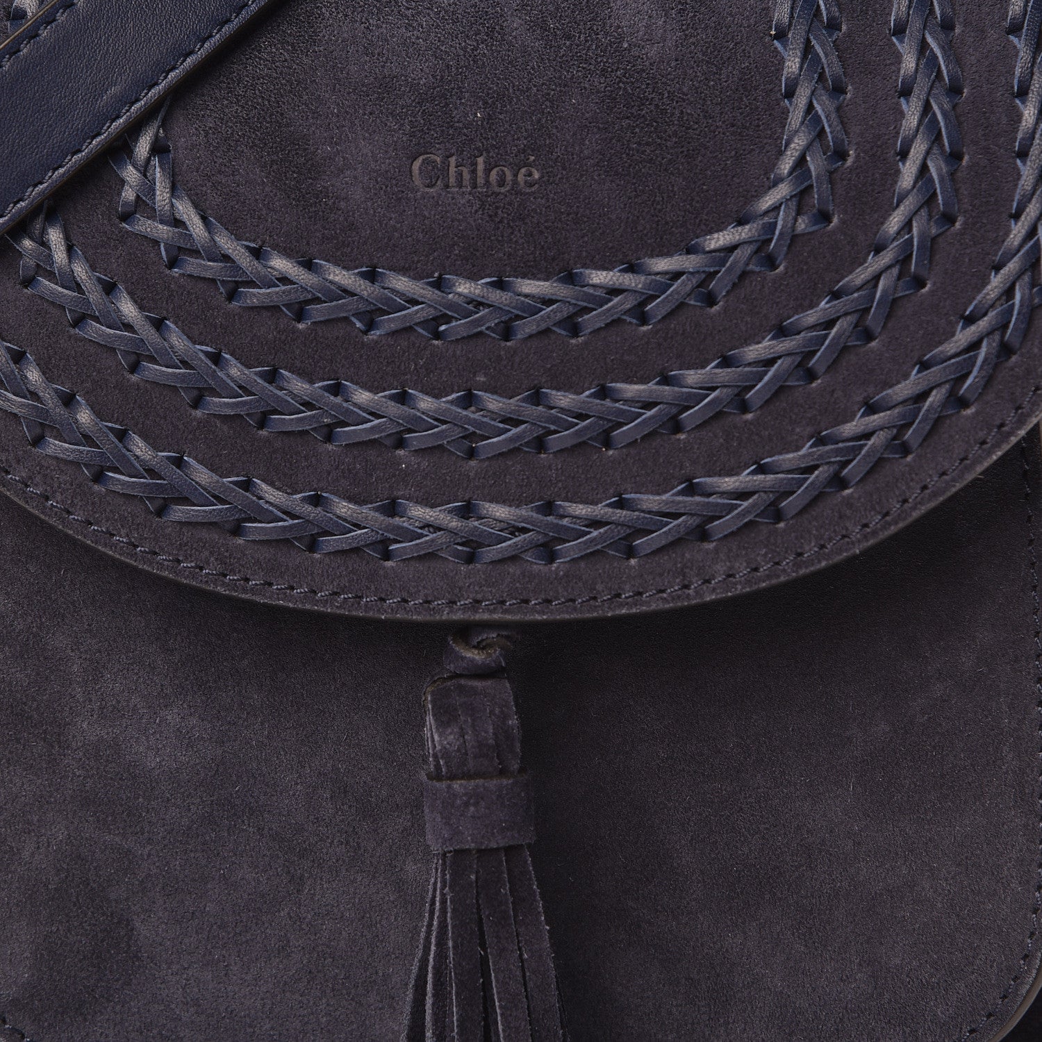 Chloe Suede Calfskin Braided Small Hudson Shoulder Bag Full Blue 12 of 12