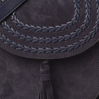 Chloe Suede Calfskin Braided Small Hudson Shoulder Bag Full Blue 12 of 12