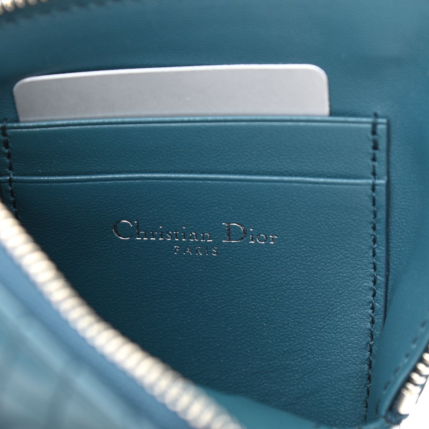 Supple Calfskin Cannage Caro Multifunctional Pouch Deep Green