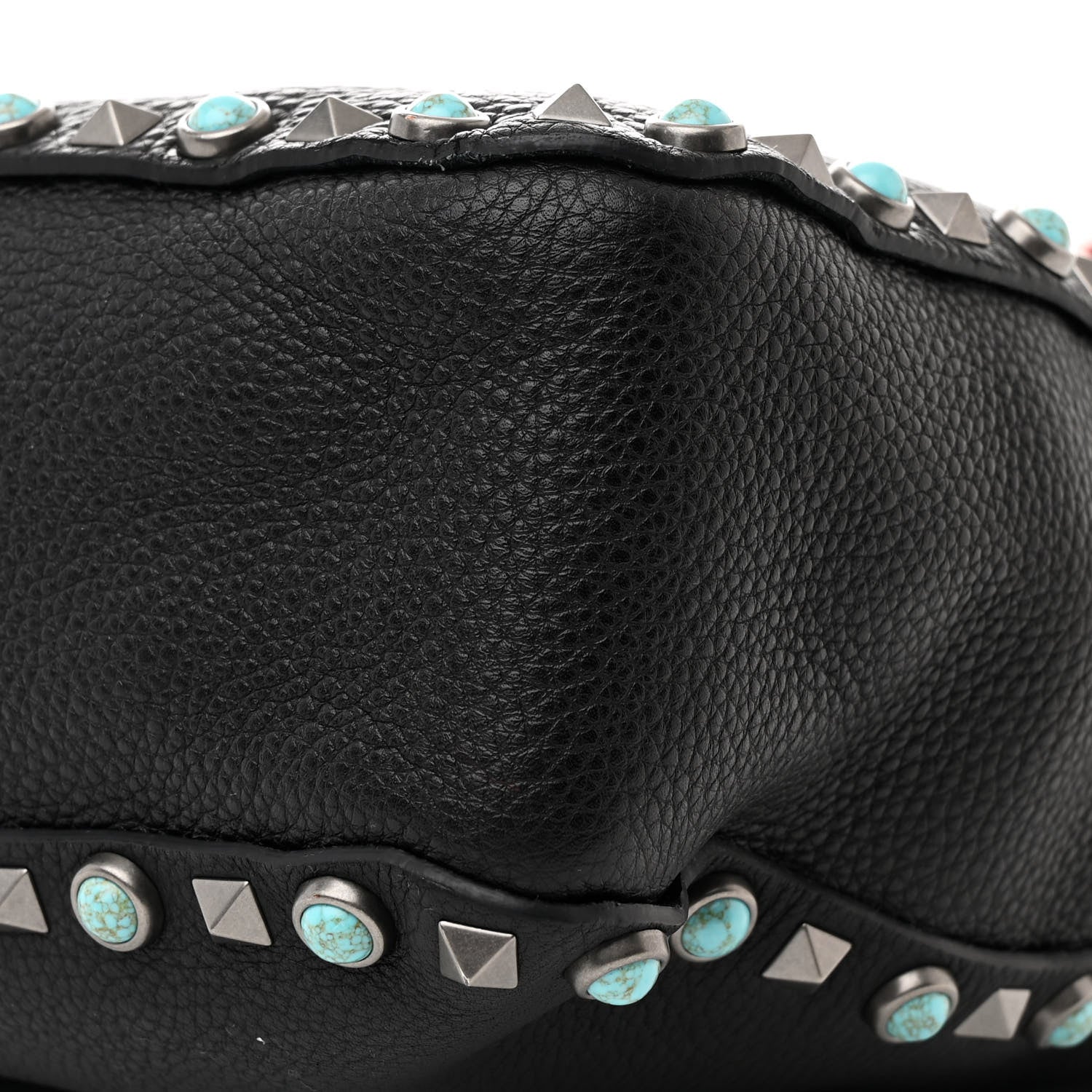 Valentino Garavani Pebbled Calfskin Tribal Small Guitar Strap Rockstud Rolling Flip-Lock Messenger Bag Black 9 of 9