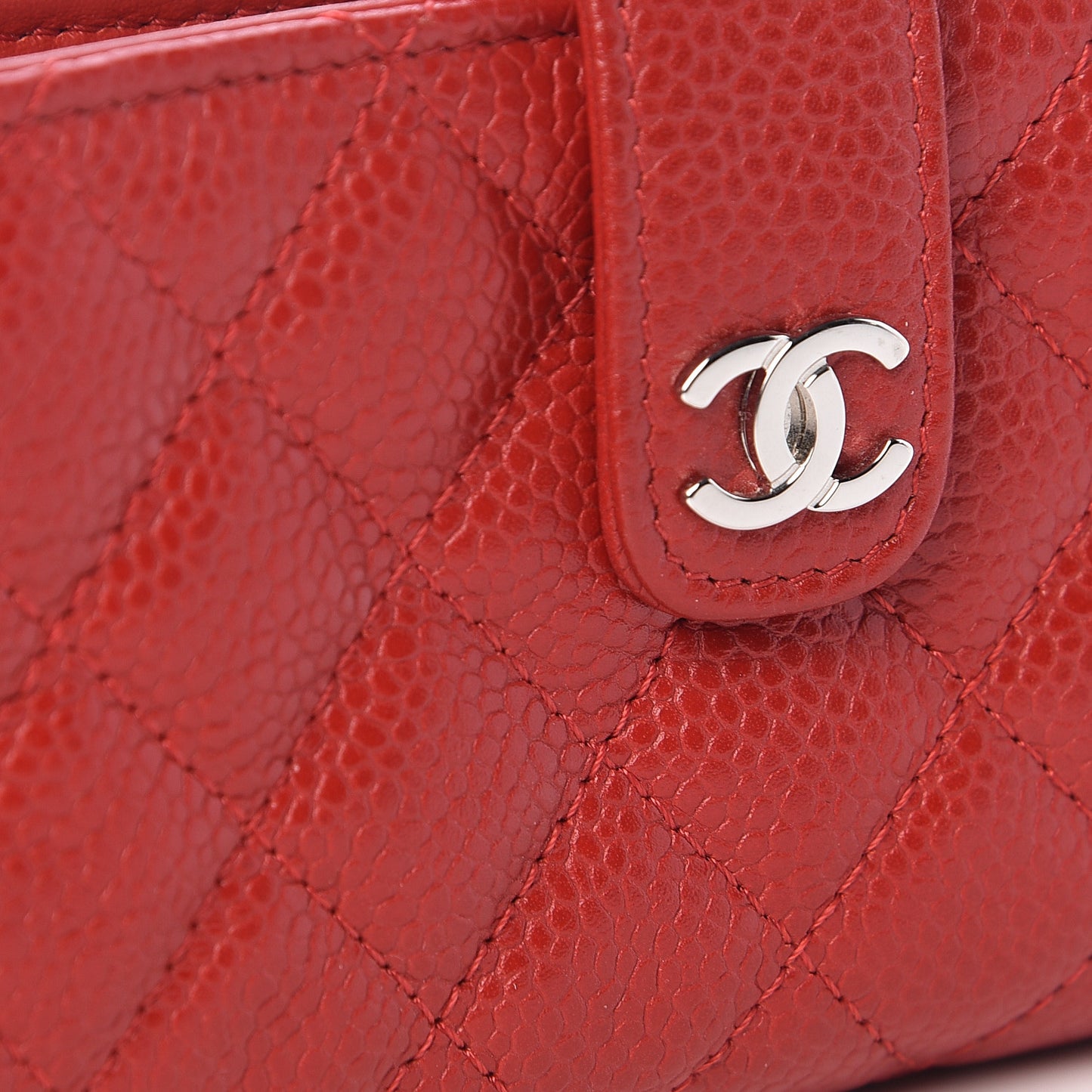 Caviar Quilted Mini Phone Holder Clutch Red