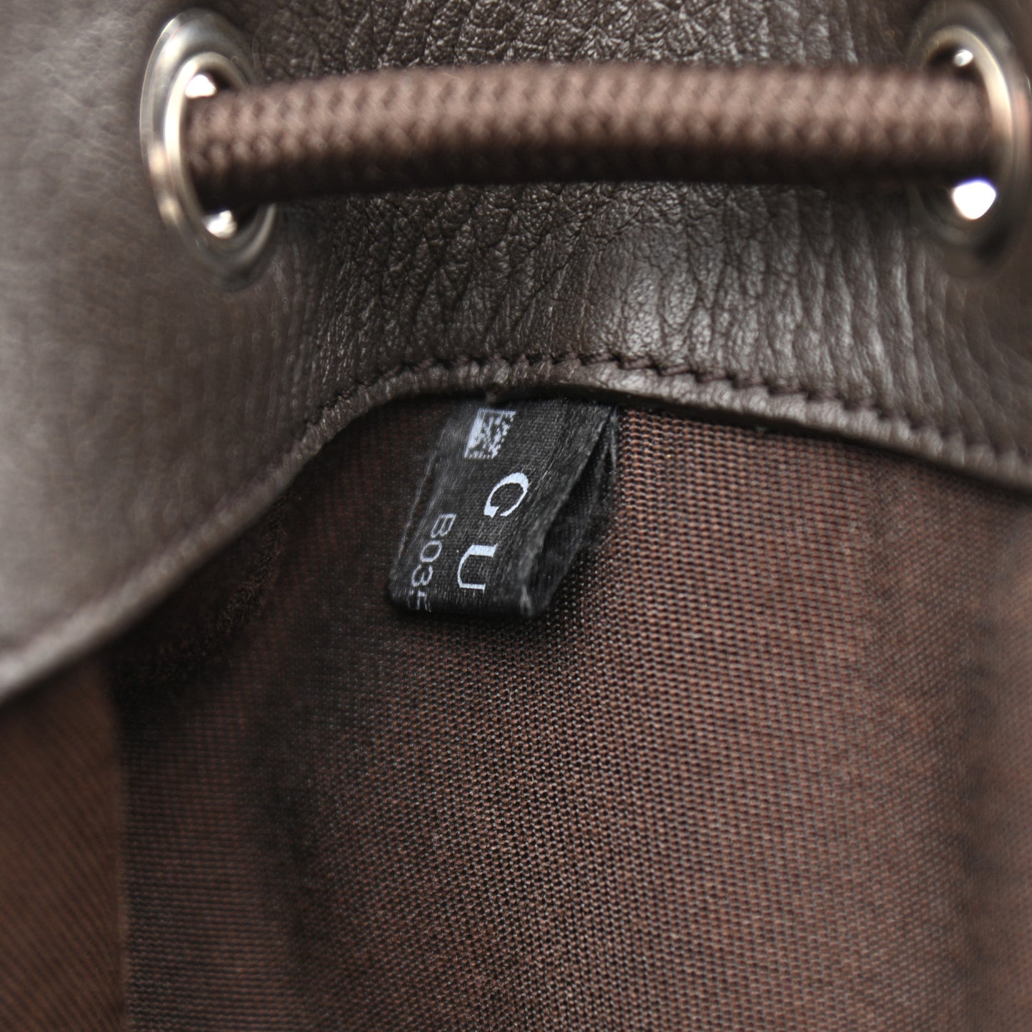 Monogram Dollar Calfskin O Drawstring Backpack Beige Ebony Testa di Moro Dark Chocolate