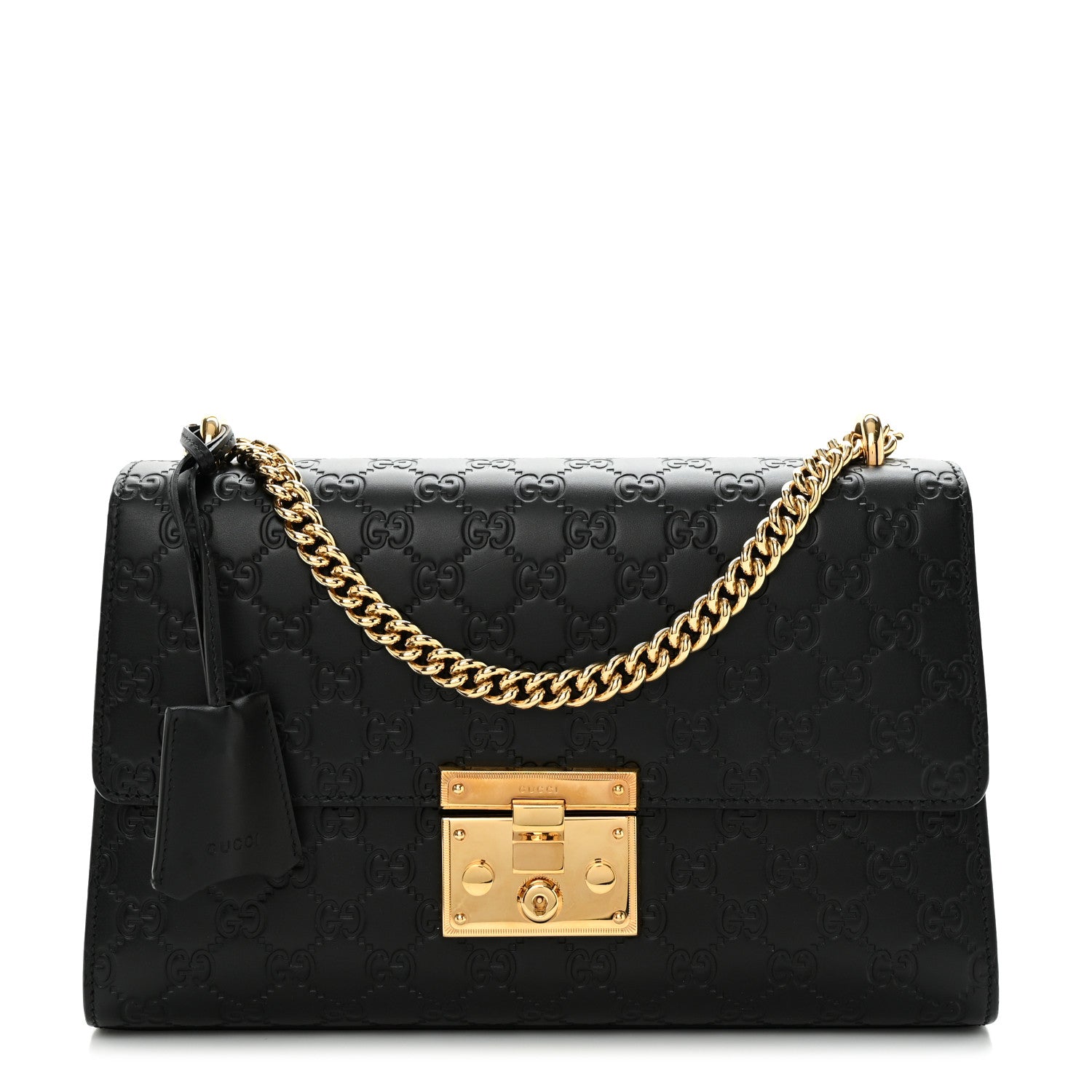 Gucci Guccissima Medium Padlock Shoulder Bag Black 1 of 10
