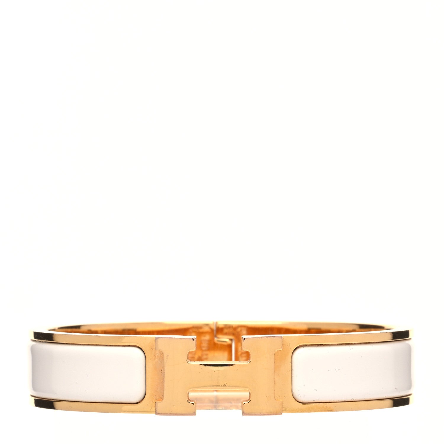 Hermes Enamel Narrow Clic Clac H Bracelet PM White 1 of 6