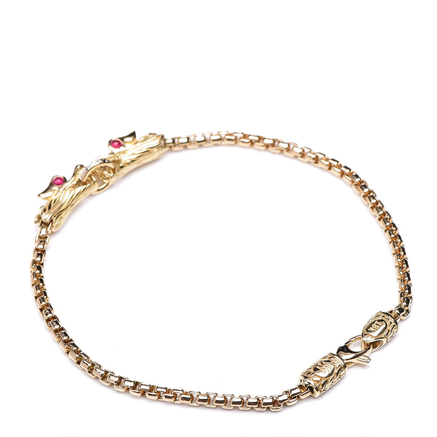 18K Yellow Gold Diamond Ruby Legends Naga Station Bracelet