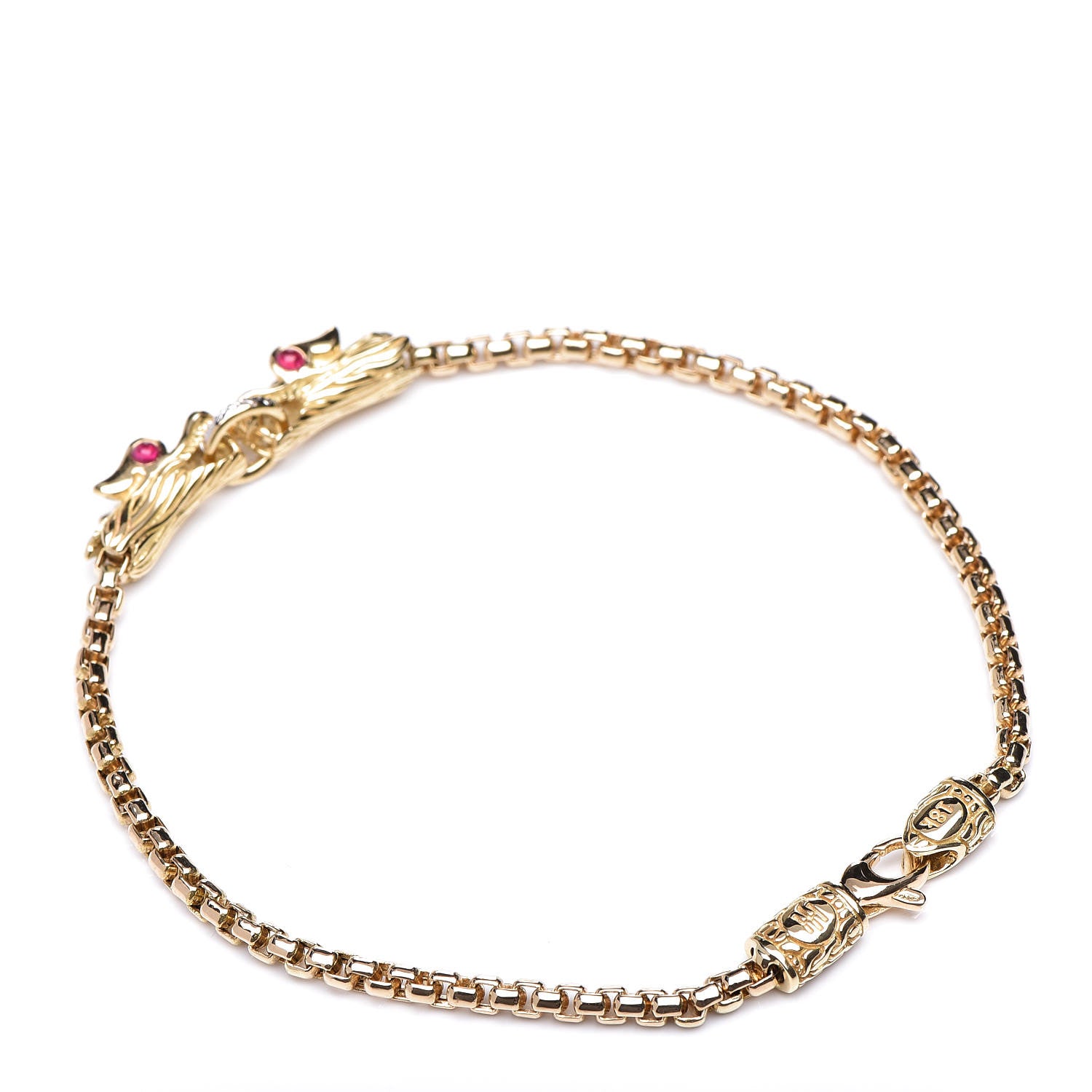 John Hardy 18K Yellow Gold Diamond Ruby Legends Naga Station Bracelet 3 of 5