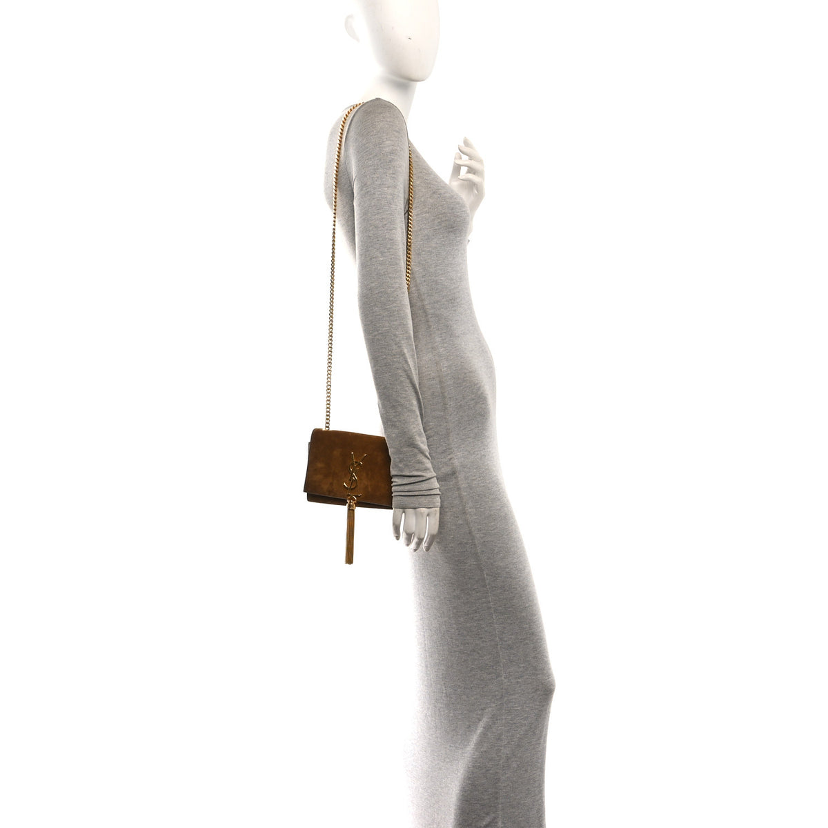 Saint Laurent Suede Small Classic Monogram Kate Tassel Satchel Light Ochre 2 of 10